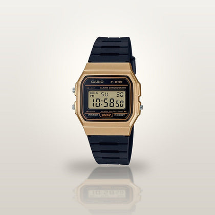 Reloj Hombre/Mujer CASIO F-91WM-9ADF Vintage Digital Dorado, Correa de Resina Negra - imagen 2