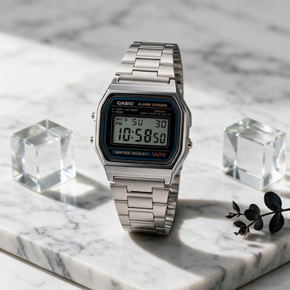 Reloj Hombre/Mujer CASIO A158WA-1DF Vintage Digital, Caja Plateada, Brazalete de Acero - imagen 2