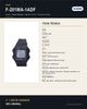 Reloj Hombre/Mujer CASIO F-201WA-1ADF Digital Negro Delgado, 5 Alarmas - ficha técnica