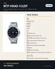 Reloj Hombre CASIO MTP-V004D-1CUDF Analógico Esfera Negra, Brazalete de Acero - ficha técnica