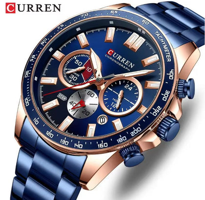 Reloj Hombre CURREN CLASH Cuarzo Acero Inoxidable Cristal Mineral ORIGINAL