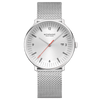 Reloj Mondaine Doppio 41 mm acero pulido malla milanesa MLE.41210.SM - vista frontal