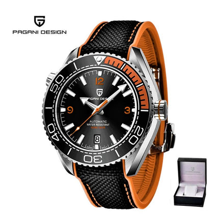 Reloj Hombre PAGANI SEAMASTER SPORT BLACK/ORANGE Automático Cristal de Zafiro