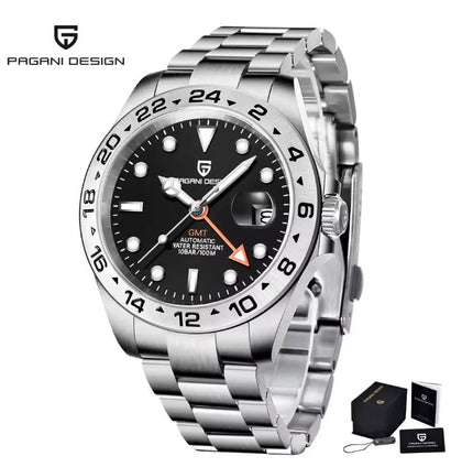 Reloj Hombre PAGANI GMT EXPLORER 2 BLACK Automático Cristal de Zafiro