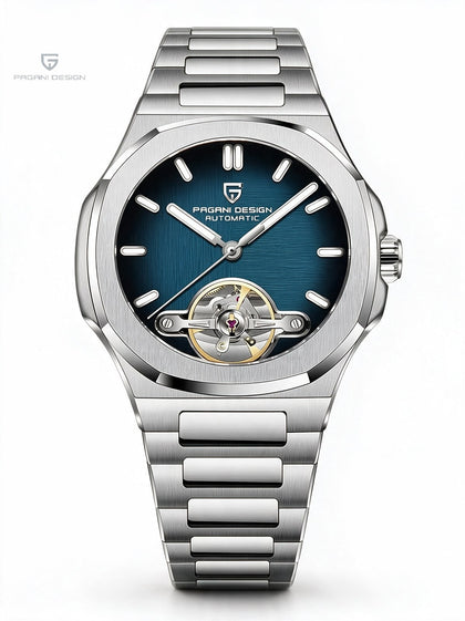 Reloj Hombre PAGANI NAUTILUS TOURBILLON Automático Corazón Abierto Acero, Esfera Azul, Sumergible 100m - imagen 1