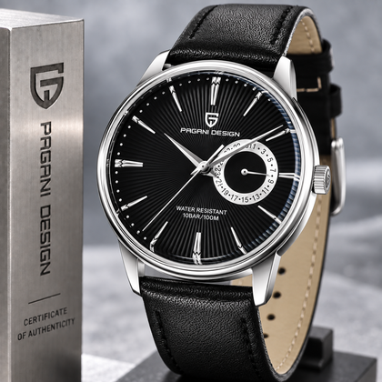 Reloj Hombre PAGANI ESTRATO Clásico Cuarzo Maquinaria Seiko Cuero Negro Genuino